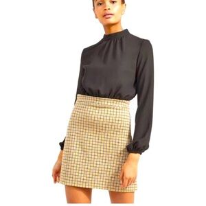 MISS SELFRIDGE LONG SLEEVE CHIFFON TOP WITH PLAID BOTTOM SIZE 2